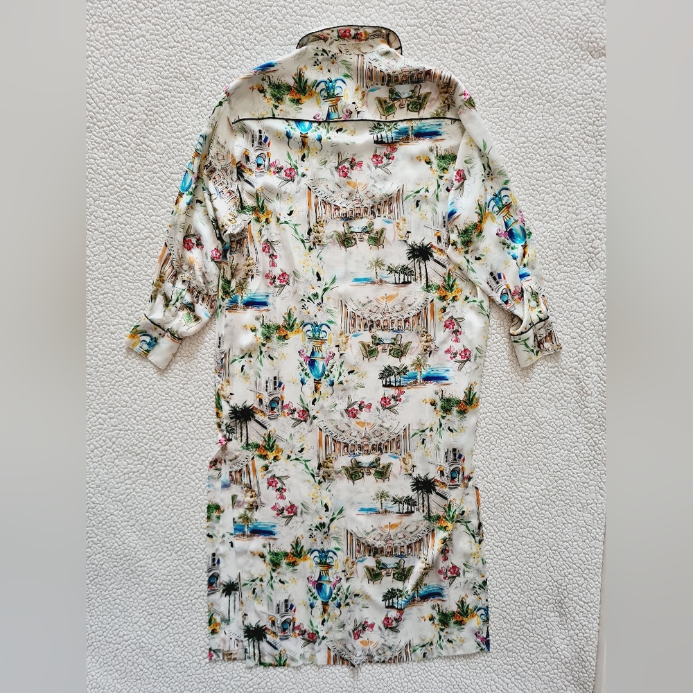 SMYTHE Cote d'Azur Floral Print Long Sleeve Shirt Dress Size XS Org $650 - Picture 7 of 15